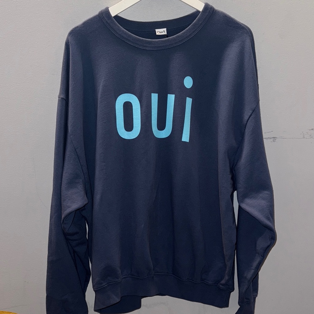 Clare V. Oversized Oui Sweatshirt Navy